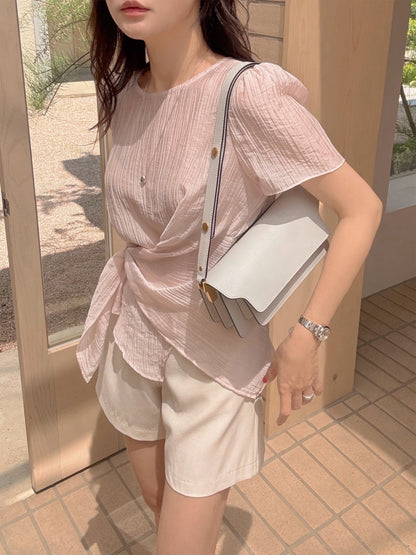 系帶不規則恤衫