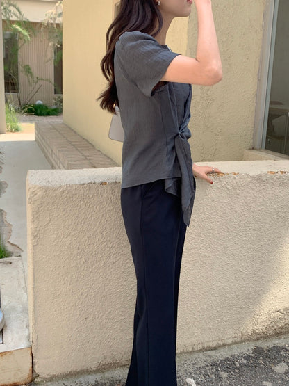 系帶不規則恤衫