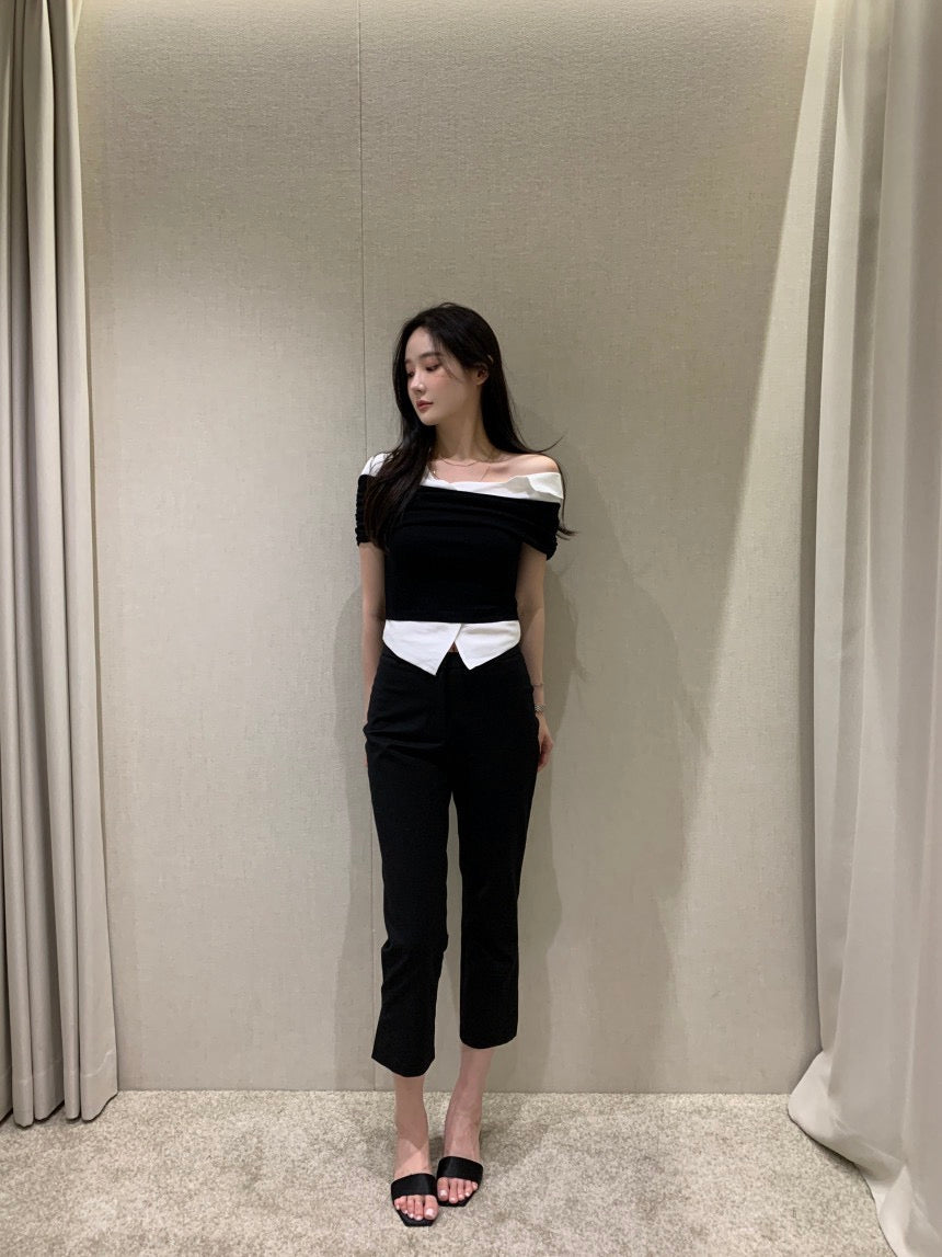 Elegant Patchwork Short Sleeve Top