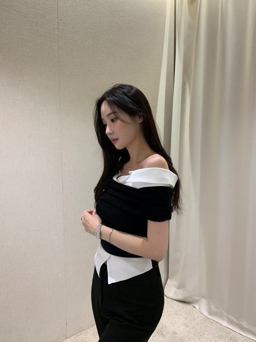 Elegant Patchwork Short Sleeve Top