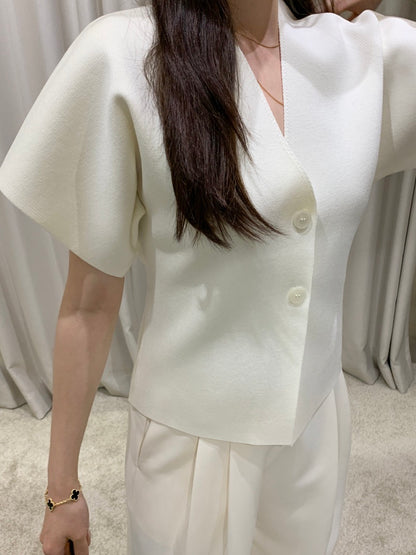 Minimalist V-Neck Knit Cardigan