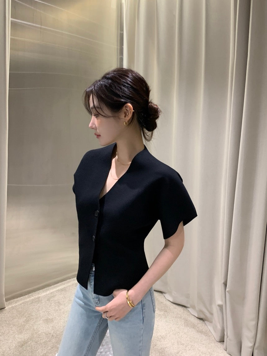 Minimalist V-Neck Knit Cardigan