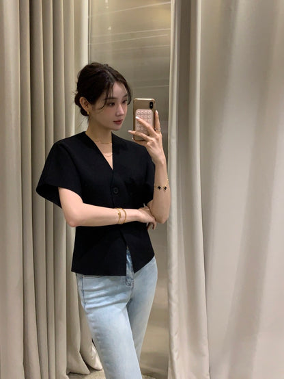 Minimalist V-Neck Knit Cardigan
