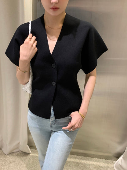 Minimalist V-Neck Knit Cardigan