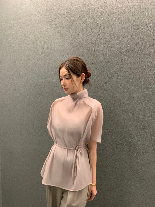 氣質翻領後背綁帶恤衫