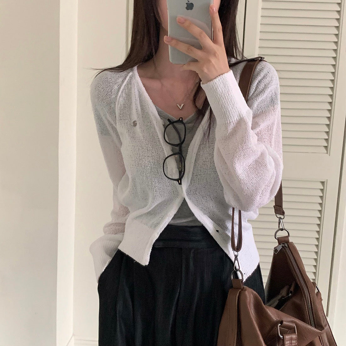 Candy-colored lightweight knit sun-protection cardigan