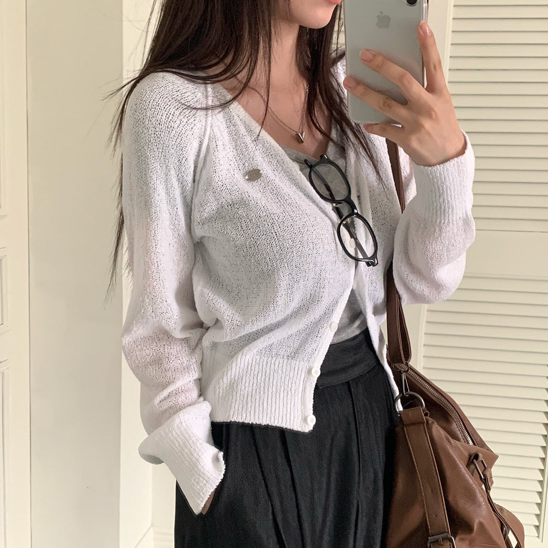 Candy-colored lightweight knit sun-protection cardigan