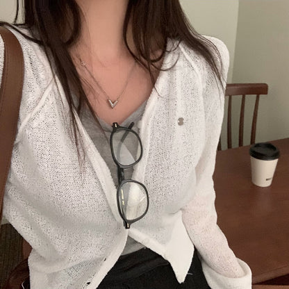 Candy-colored lightweight knit sun-protection cardigan