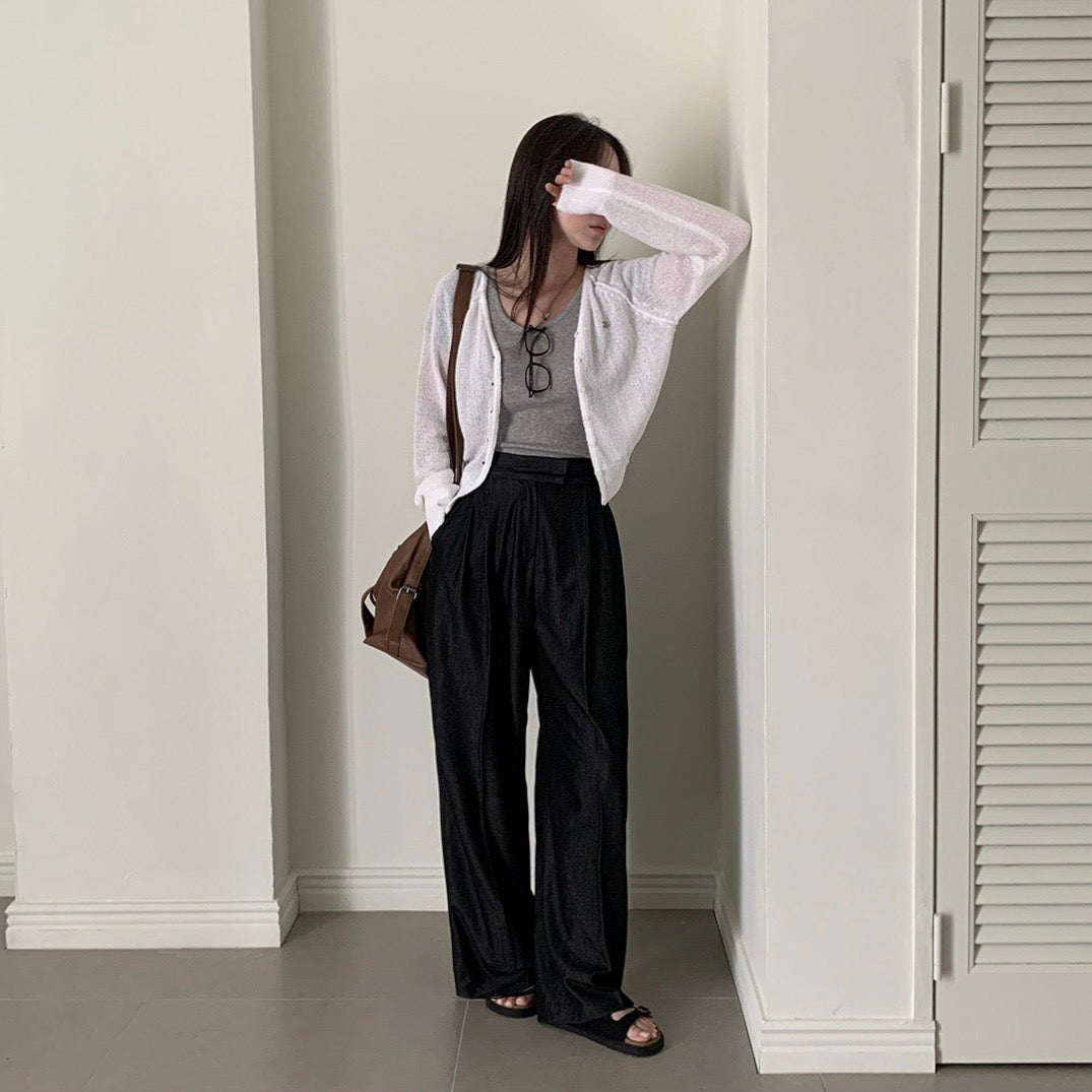 Candy-colored lightweight knit sun-protection cardigan