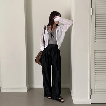 Candy-colored lightweight knit sun-protection cardigan