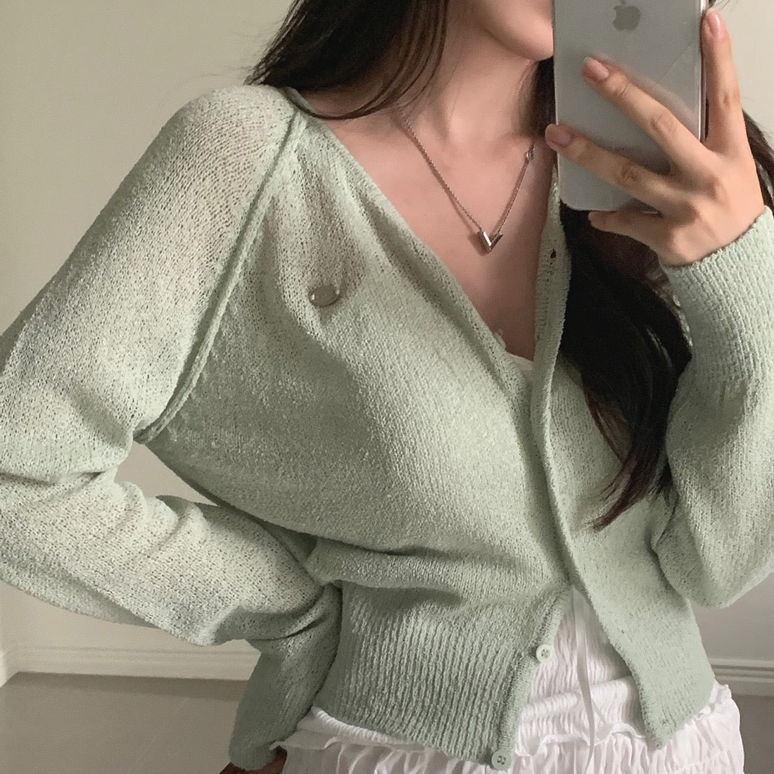 Candy-colored lightweight knit sun-protection cardigan