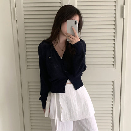 Candy-colored lightweight knit sun-protection cardigan