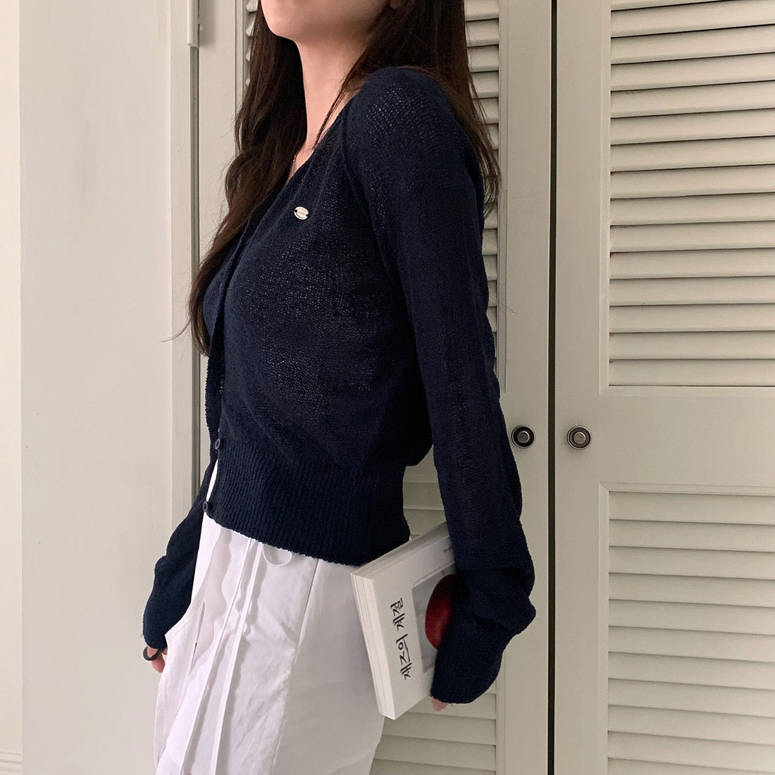 Candy-colored lightweight knit sun-protection cardigan