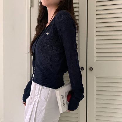 Candy-colored lightweight knit sun-protection cardigan