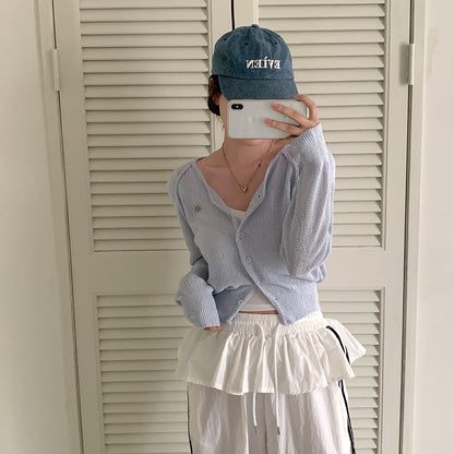 Candy-colored lightweight knit sun-protection cardigan