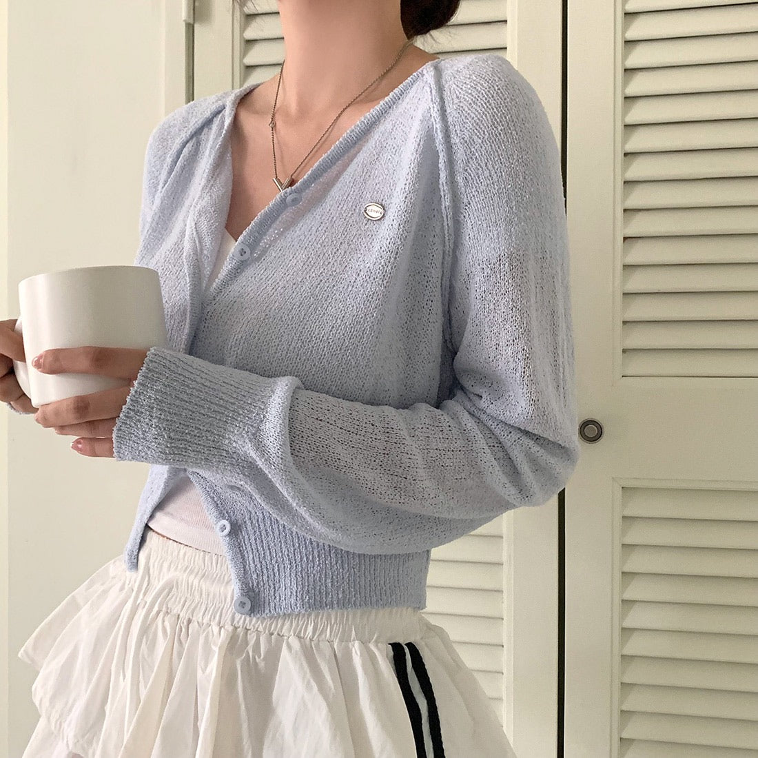 Candy-colored lightweight knit sun-protection cardigan