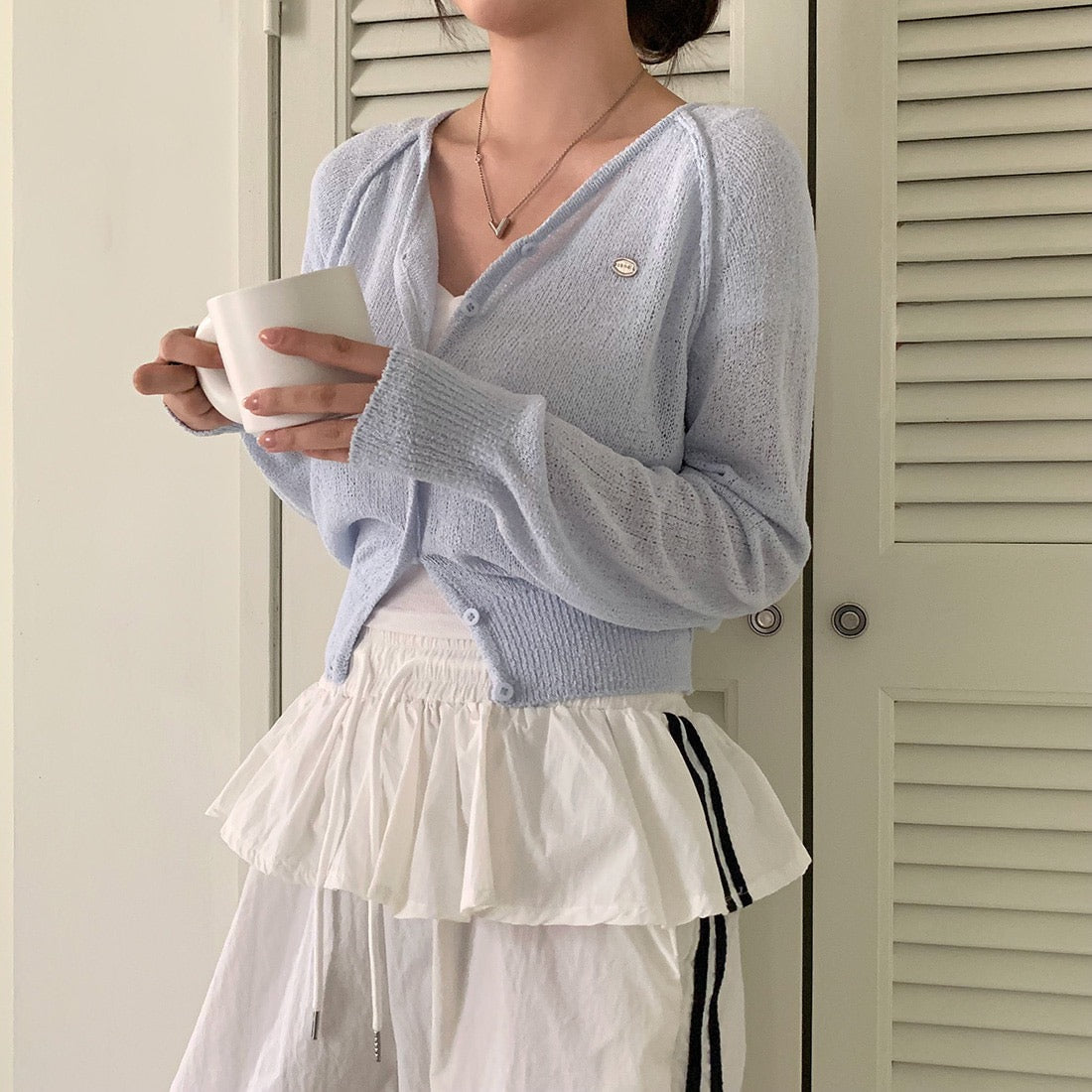 Candy-colored lightweight knit sun-protection cardigan