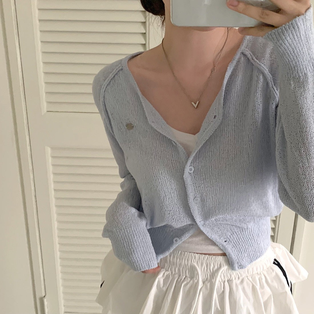 Candy-colored lightweight knit sun-protection cardigan