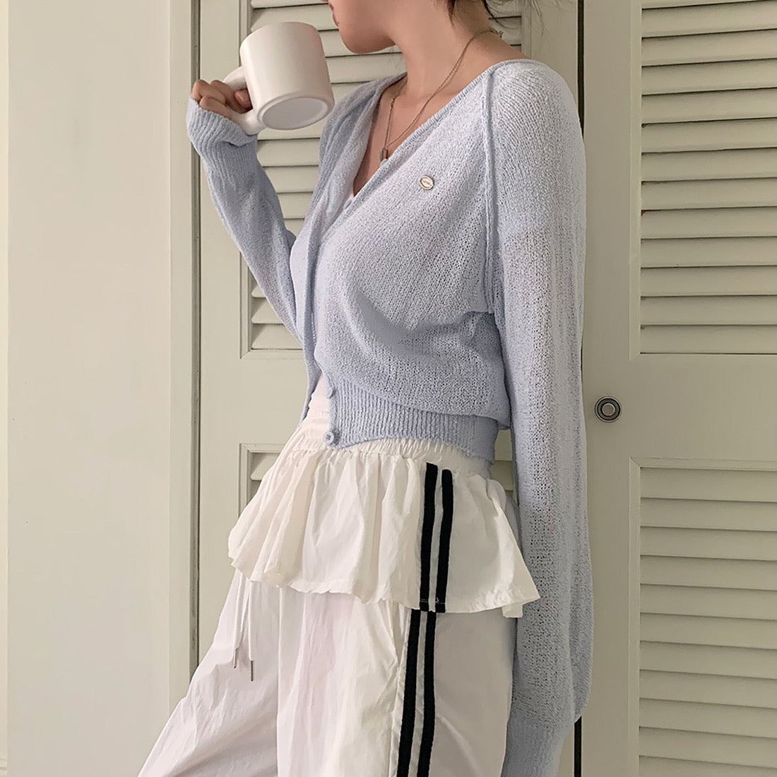 Candy-colored lightweight knit sun-protection cardigan