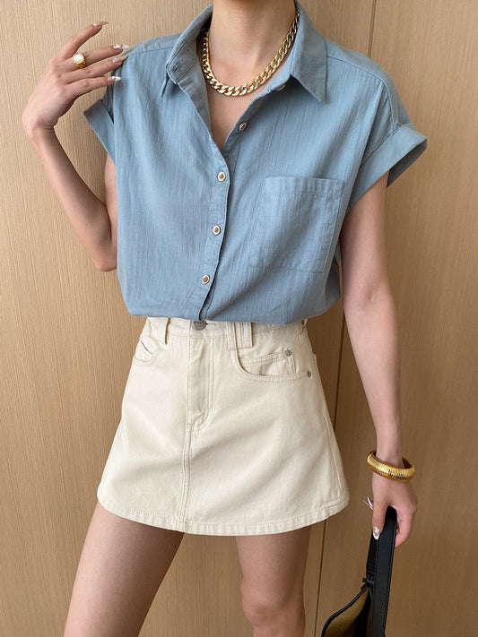 全棉肌理簡約恤衫