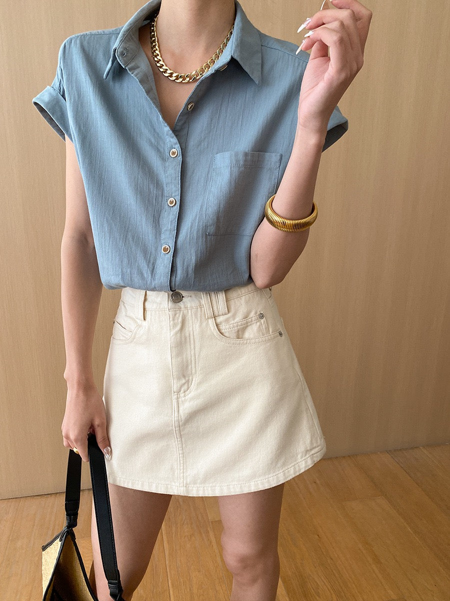 全棉肌理簡約恤衫