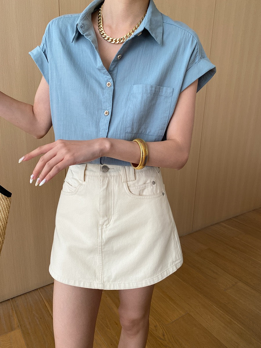 全棉肌理簡約恤衫