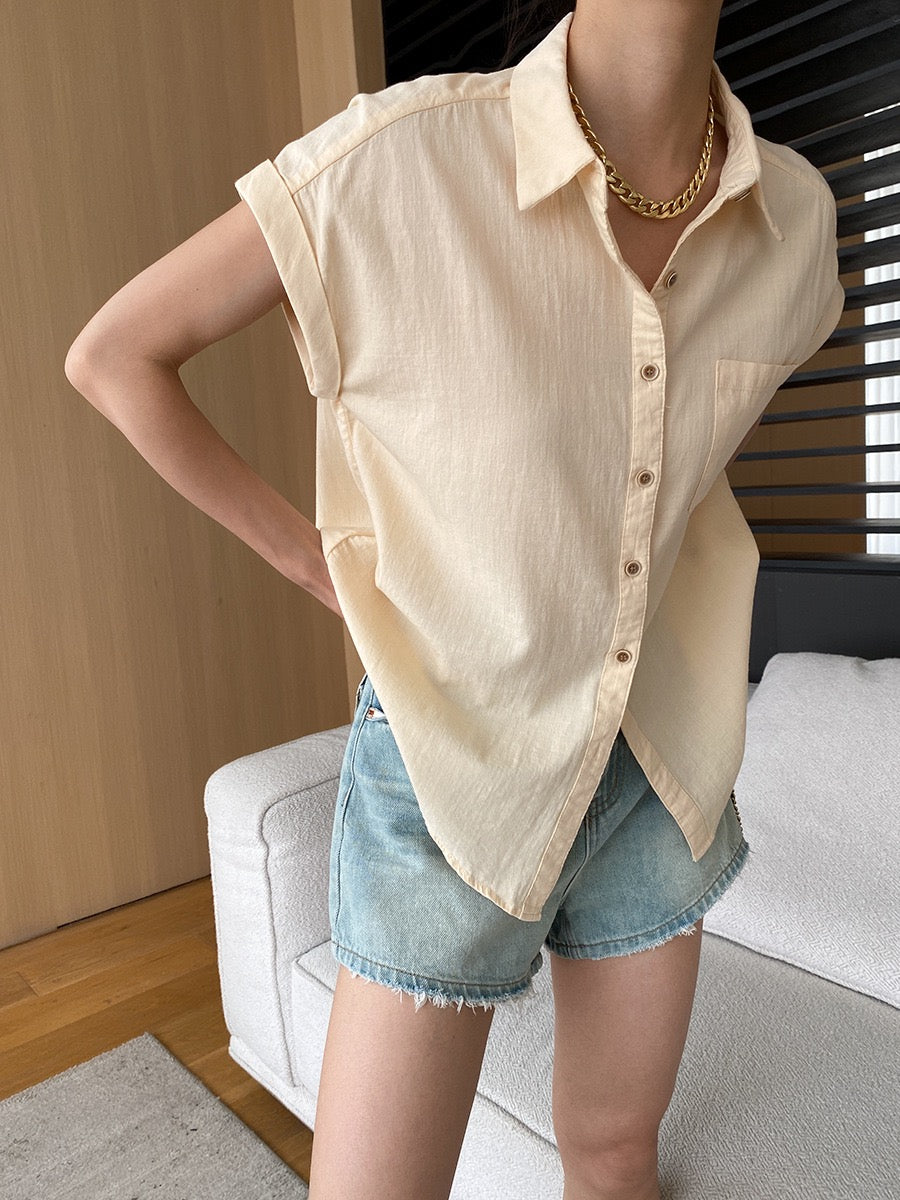 全棉肌理簡約恤衫