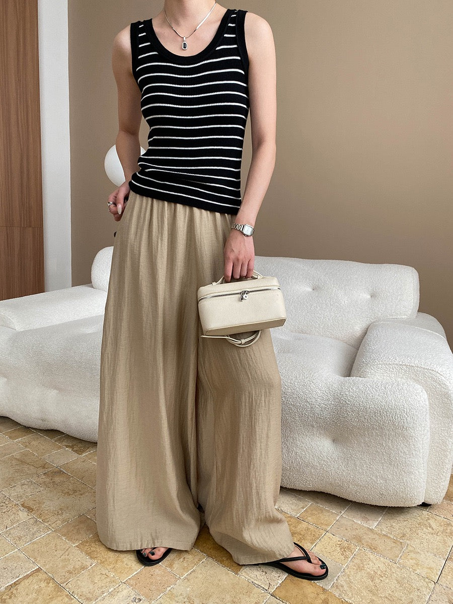 Linen Draped Wide-Leg Pants