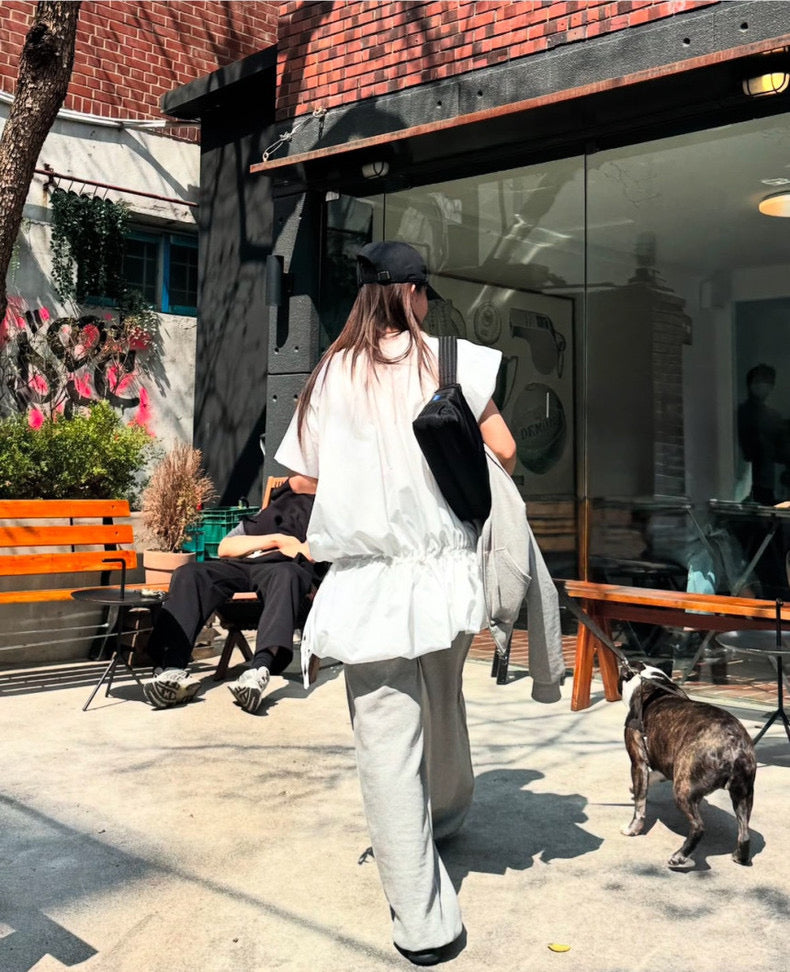 円襟ドローストリングタイバルーンスカート