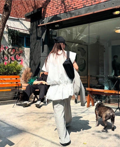 円襟ドローストリングタイバルーンスカート