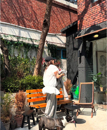 円襟ドローストリングタイバルーンスカート