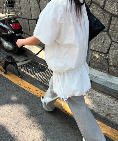 円襟ドローストリングタイバルーンスカート