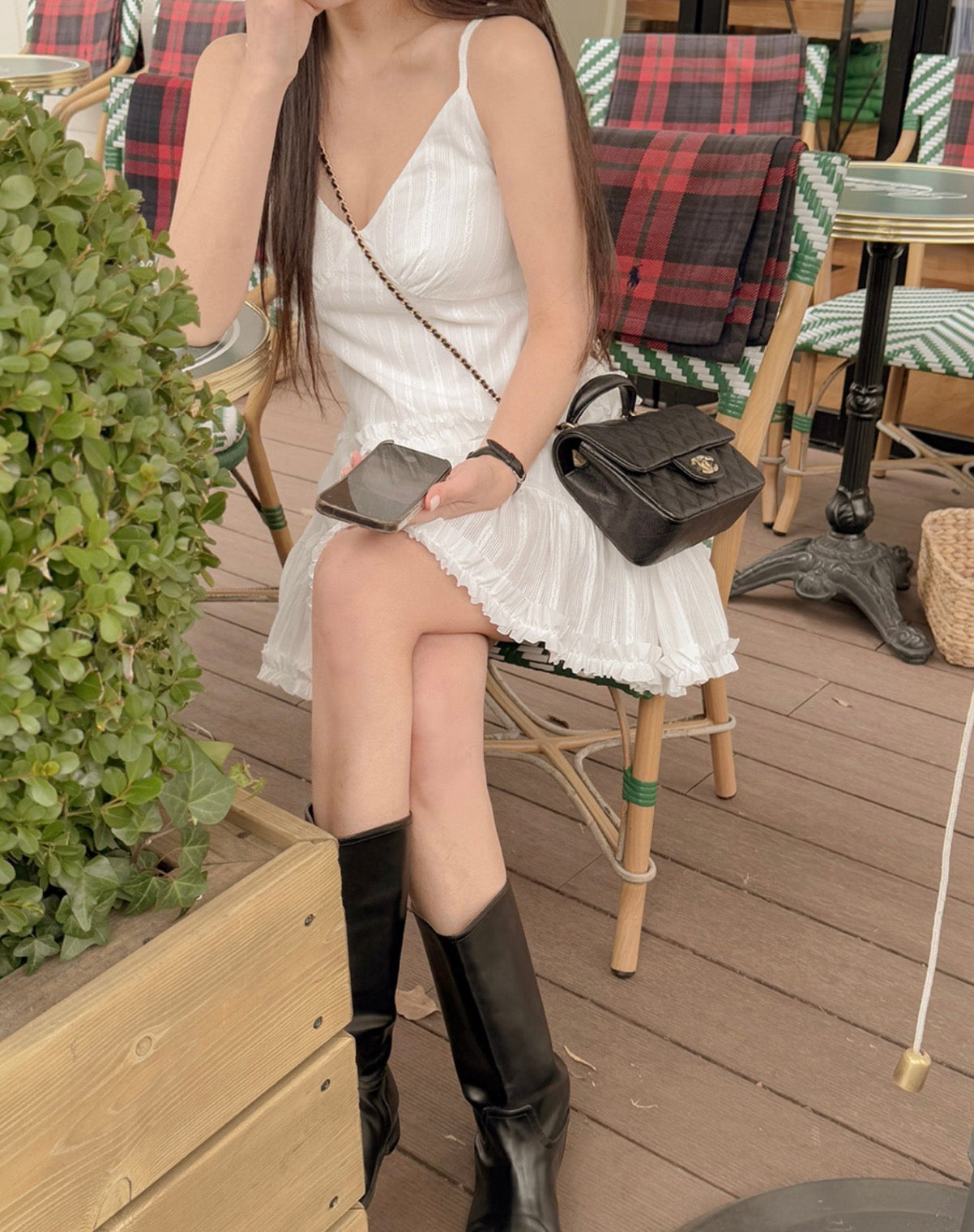 French Sweet Ruffle Edge Strap Dress