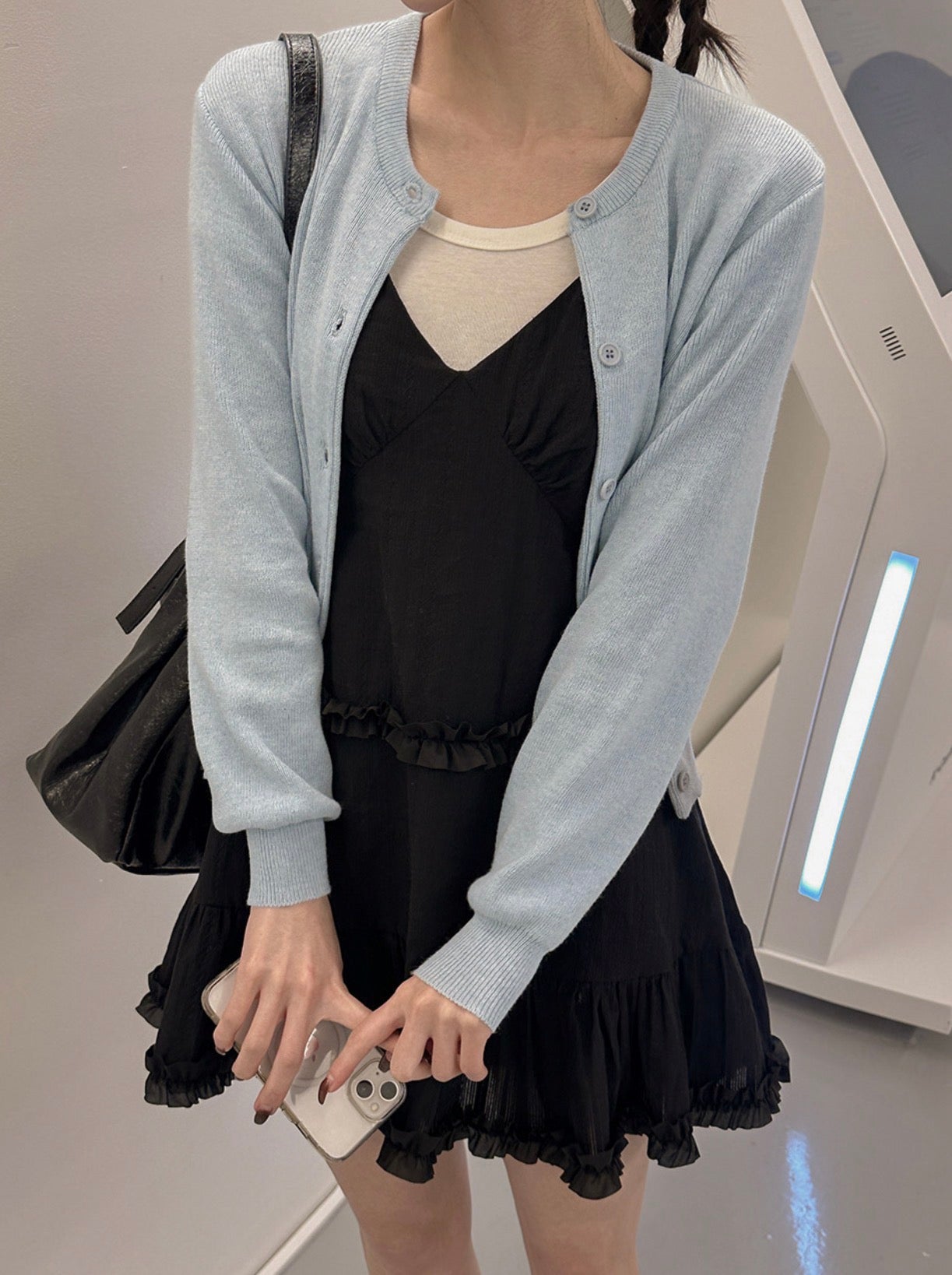 French Sweet Ruffle Edge Strap Dress