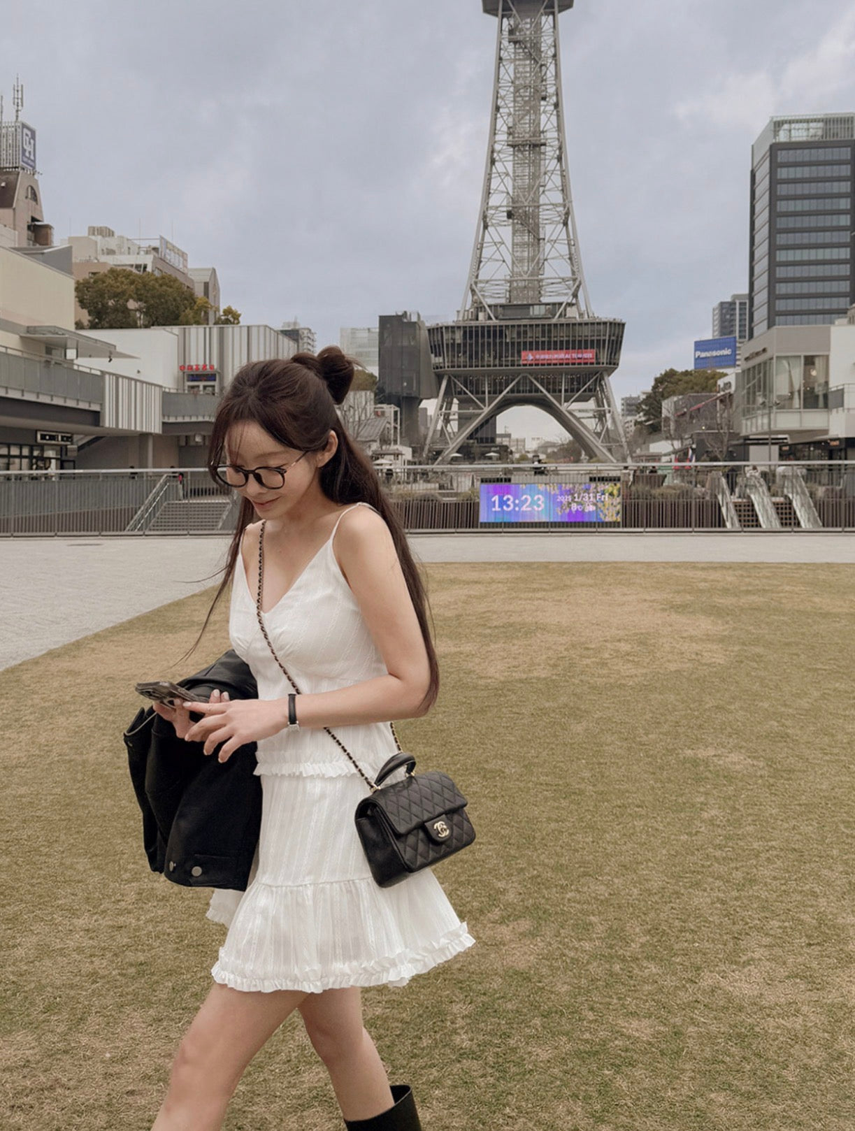 French Sweet Ruffle Edge Strap Dress