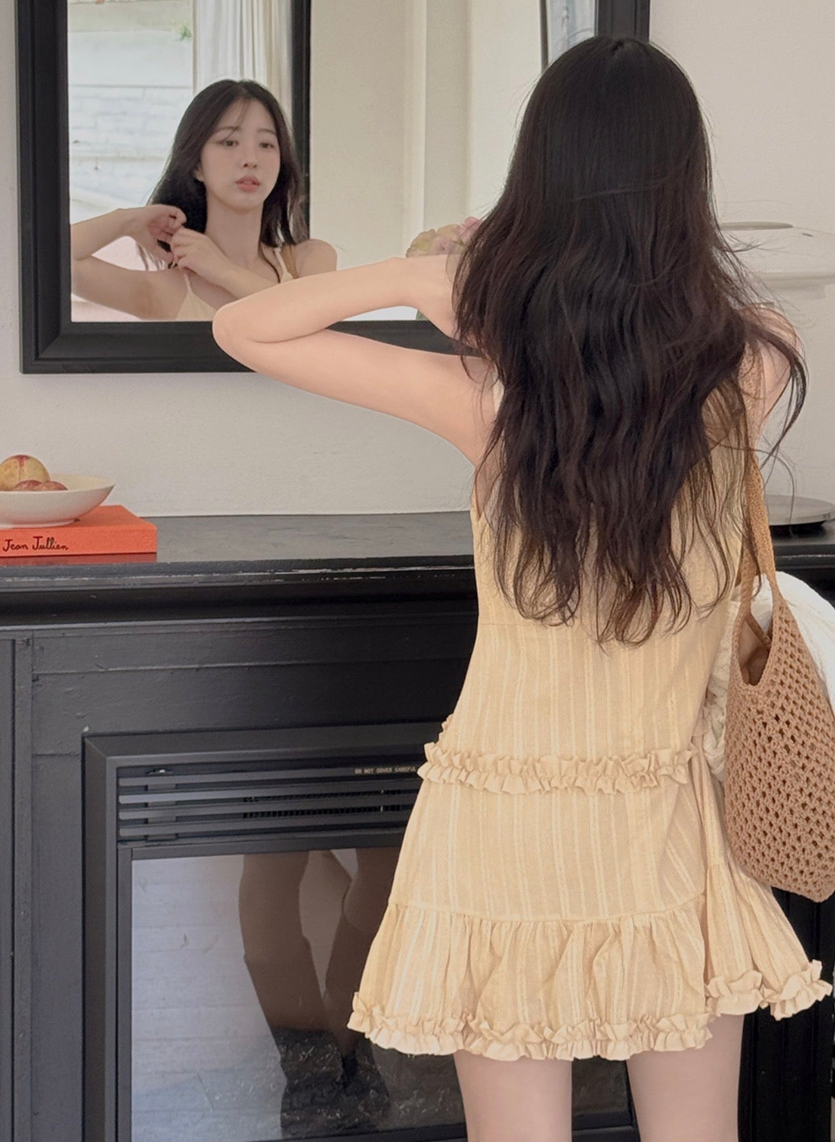 French Sweet Ruffle Edge Strap Dress