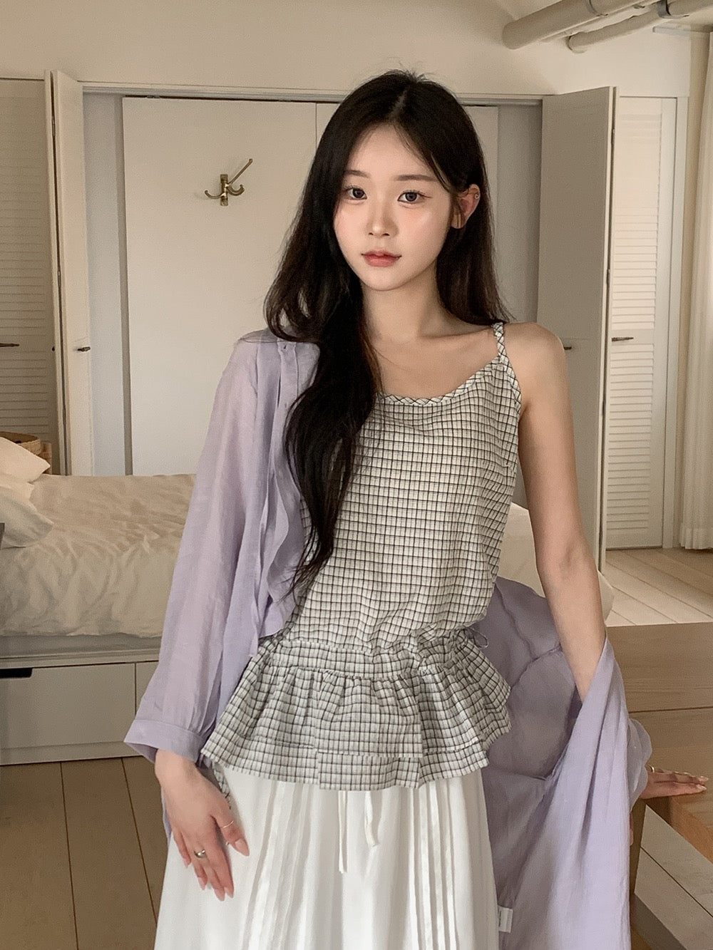 荷葉邊抽繩綁帶吊帶