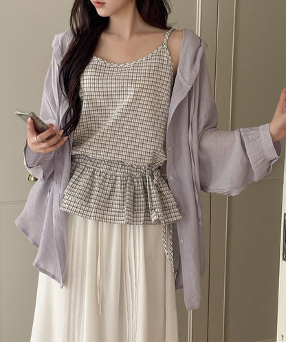 荷葉邊抽繩綁帶吊帶