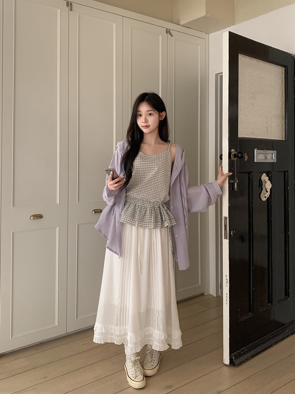 荷葉邊抽繩綁帶吊帶