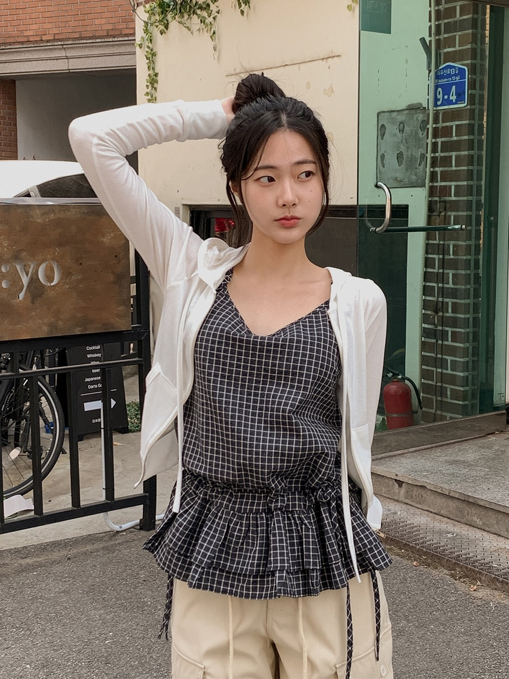 荷葉邊抽繩綁帶吊帶