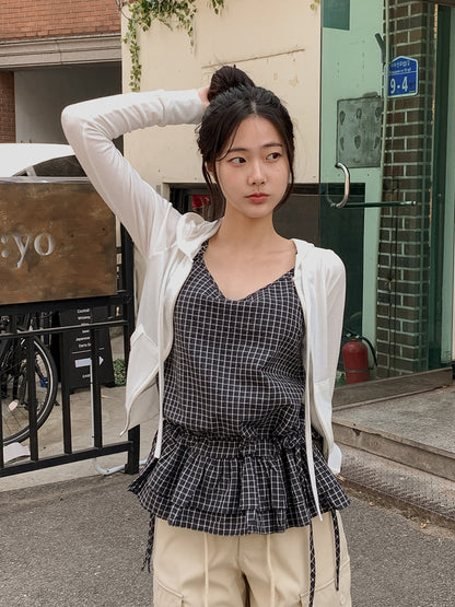 荷葉邊抽繩綁帶吊帶