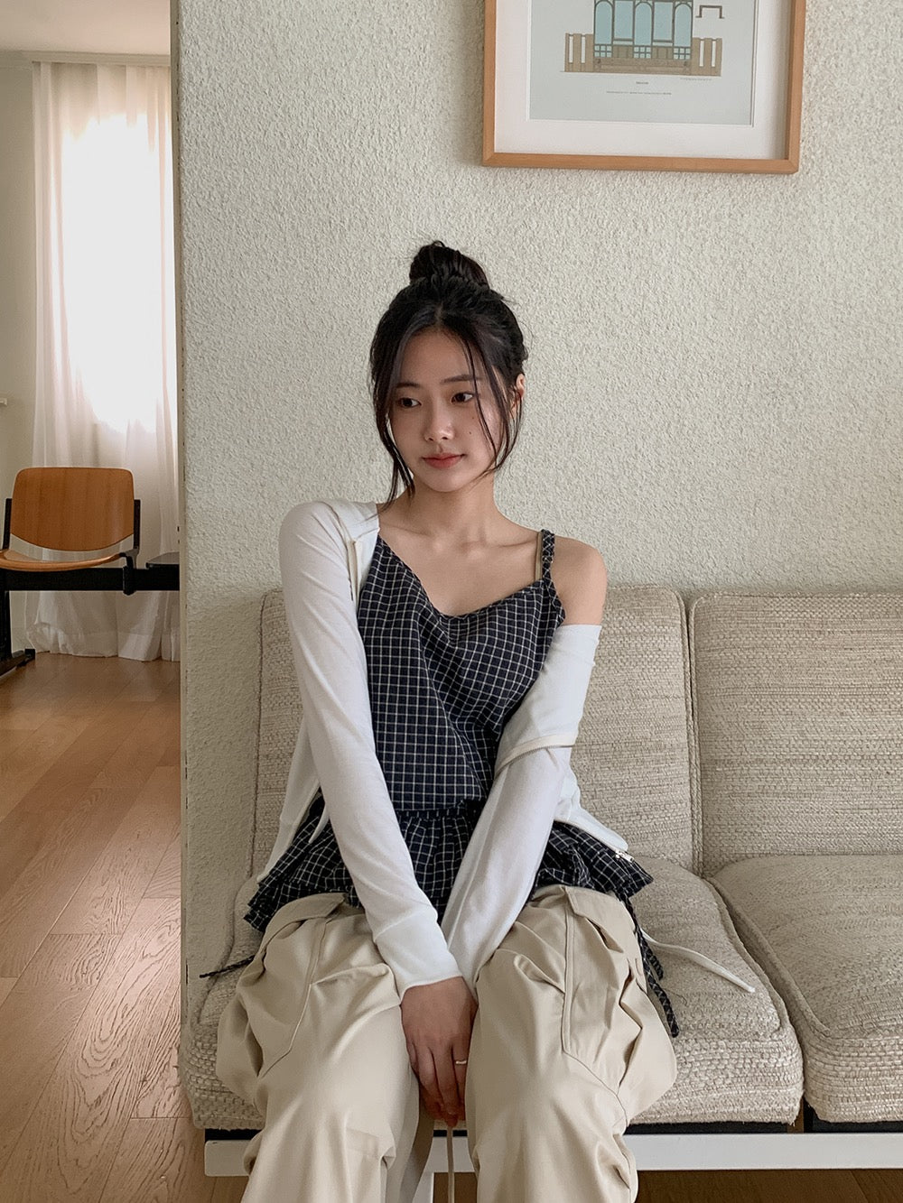 荷葉邊抽繩綁帶吊帶