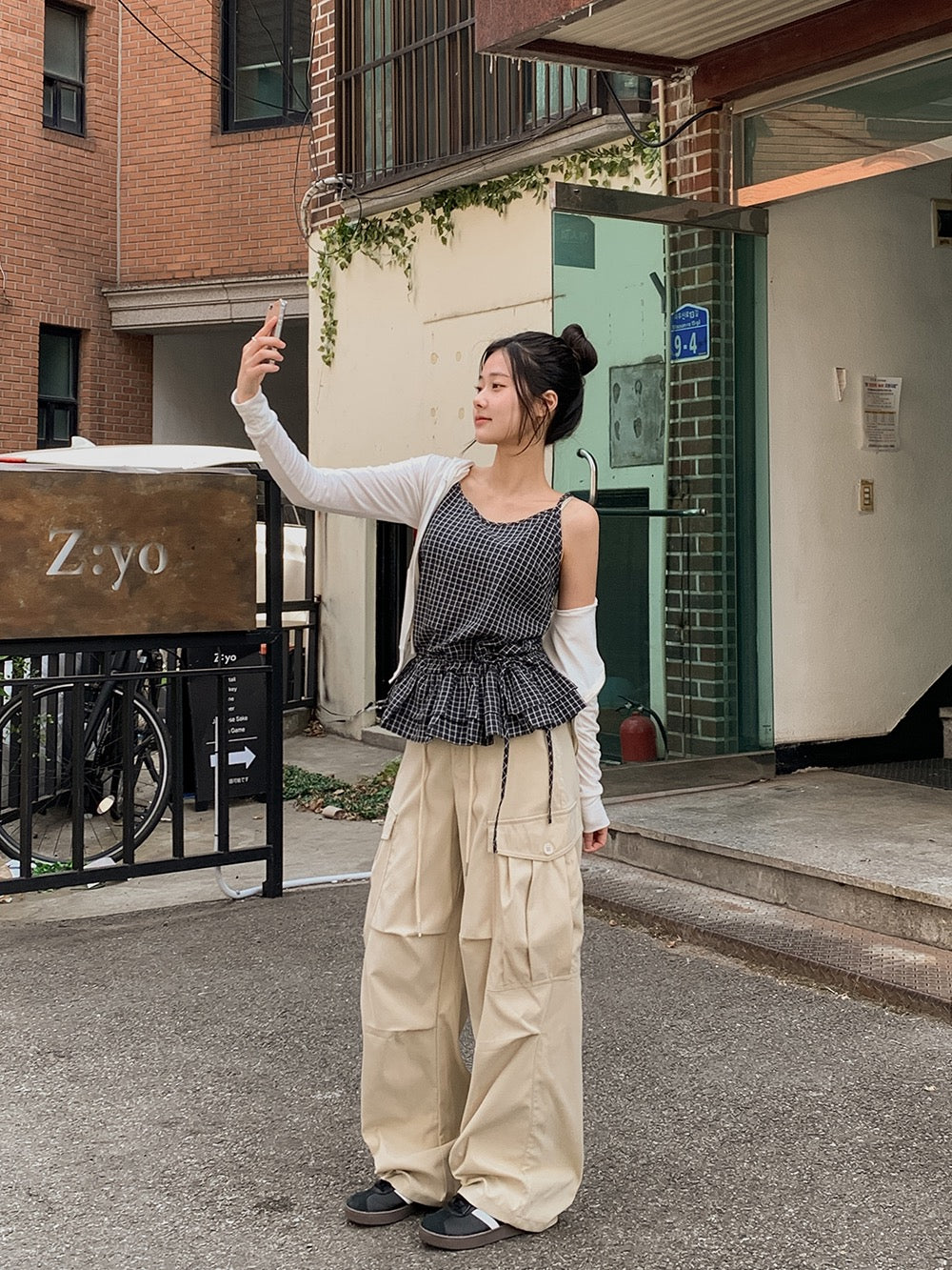 荷葉邊抽繩綁帶吊帶