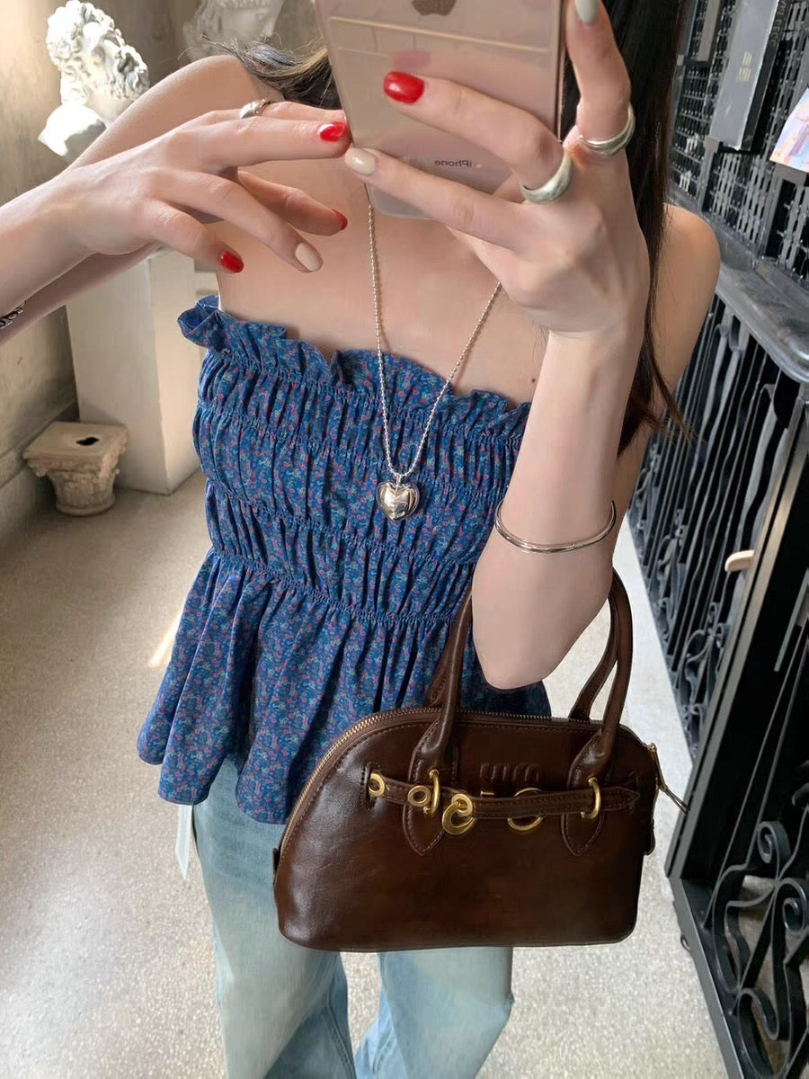 抽褶設計兩穿抹胸/半身裙