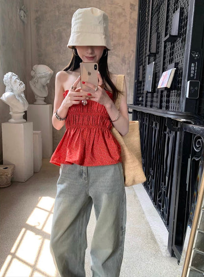 抽褶設計兩穿抹胸/半身裙