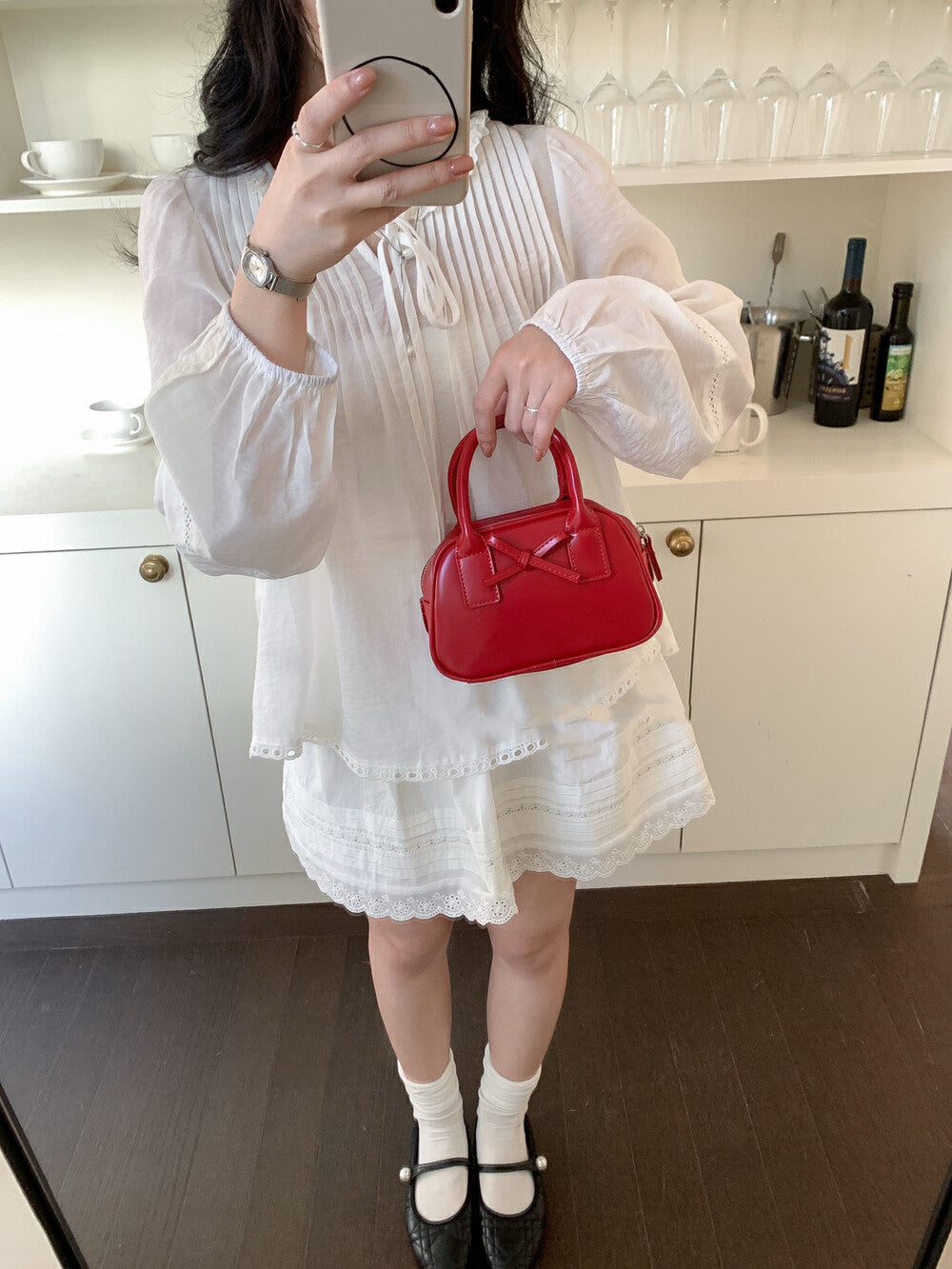 蝴蝶結迷你可愛手提包