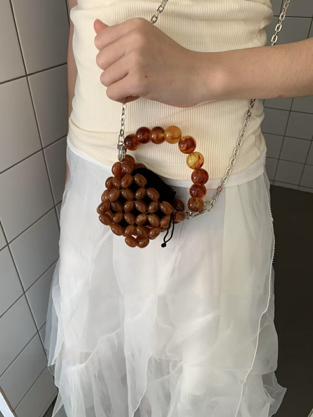 手工珍珠串珠編織包