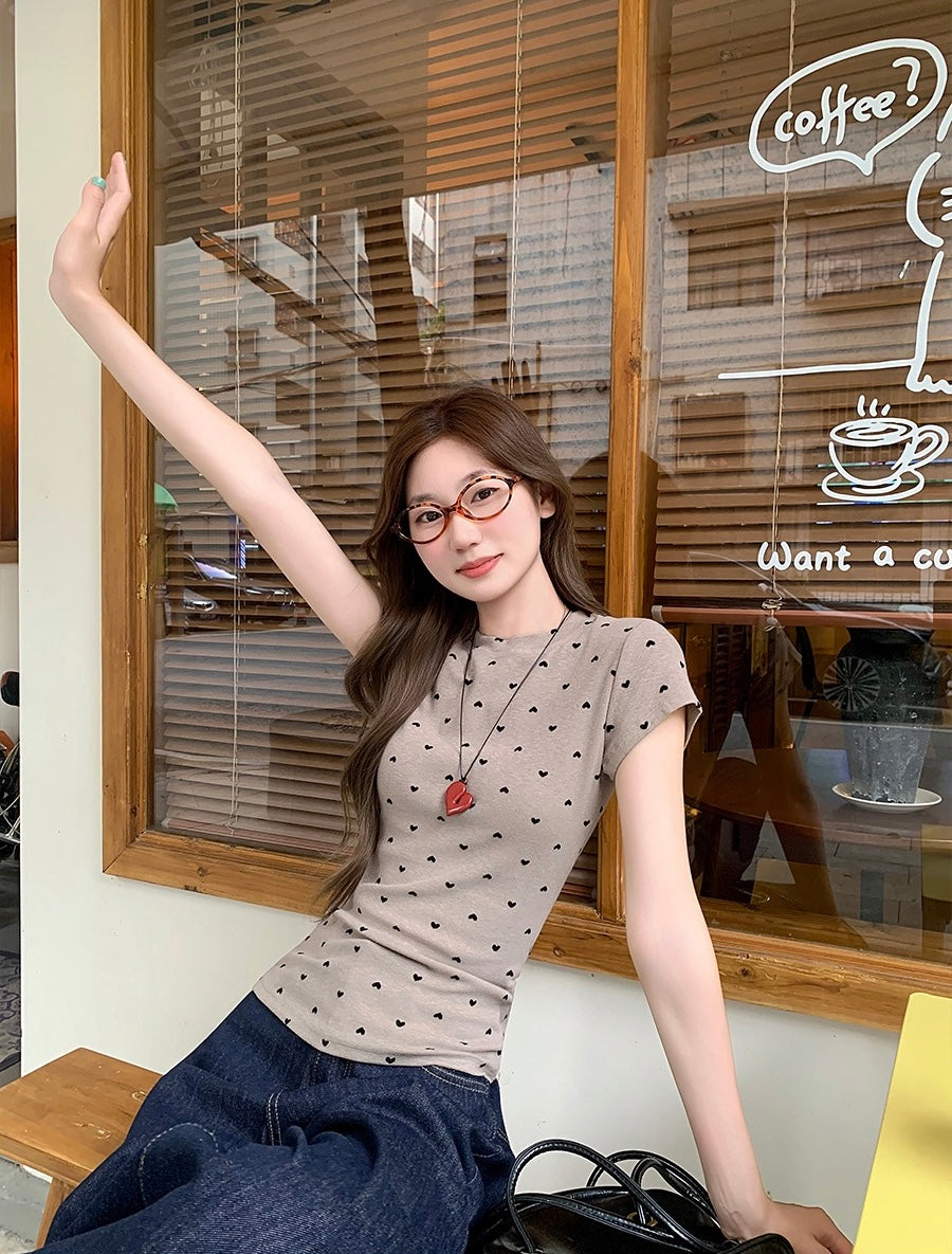 愛心波點正肩短袖