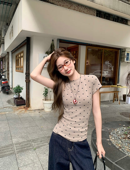 愛心波點正肩短袖