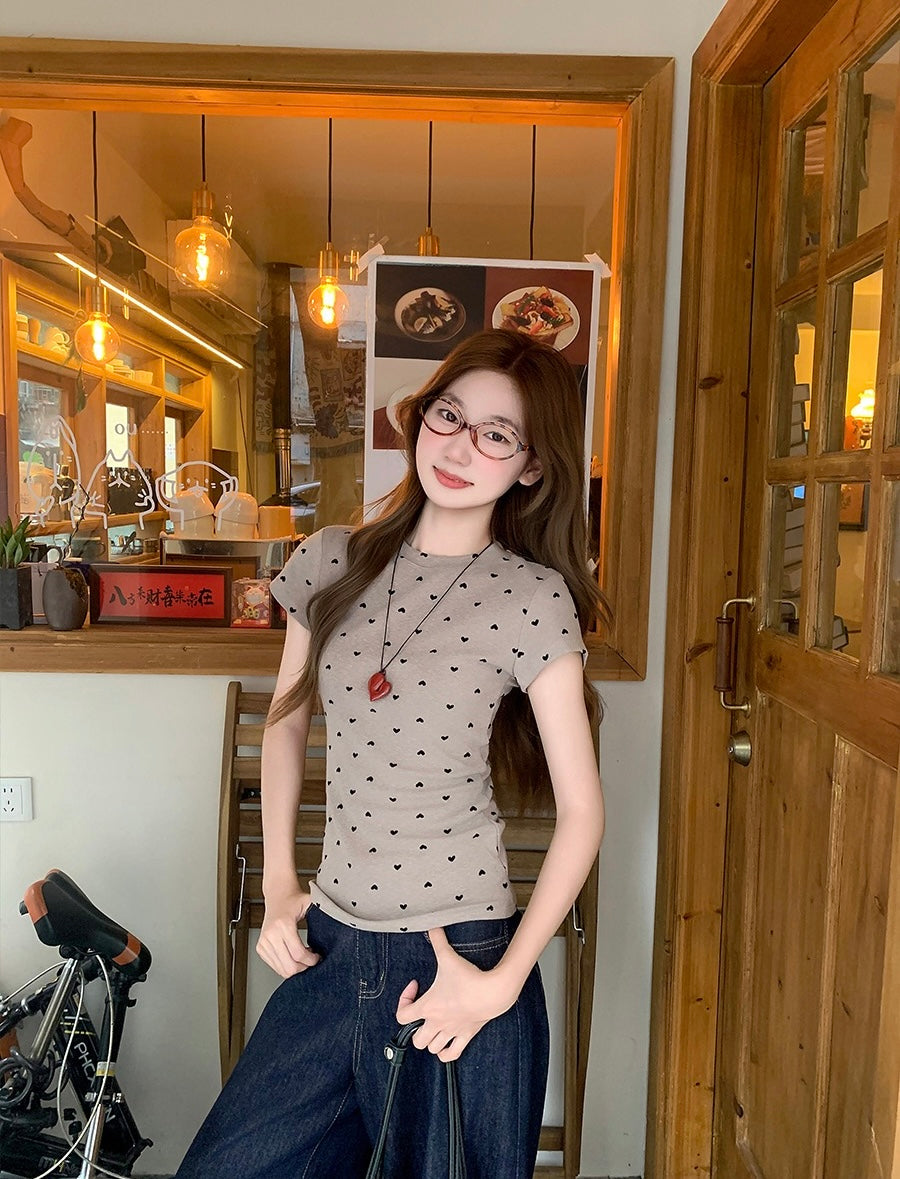 愛心波點正肩短袖